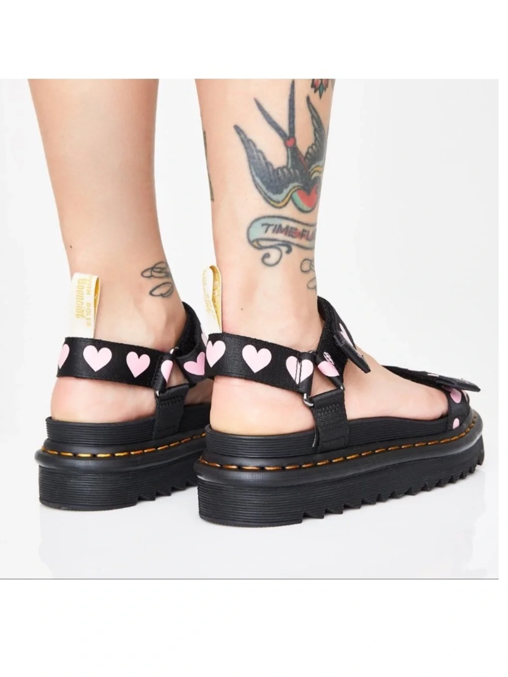 Dr. Martens Lazy Oaf Heart Print Platform Sandals Size 9 Whimsigoth